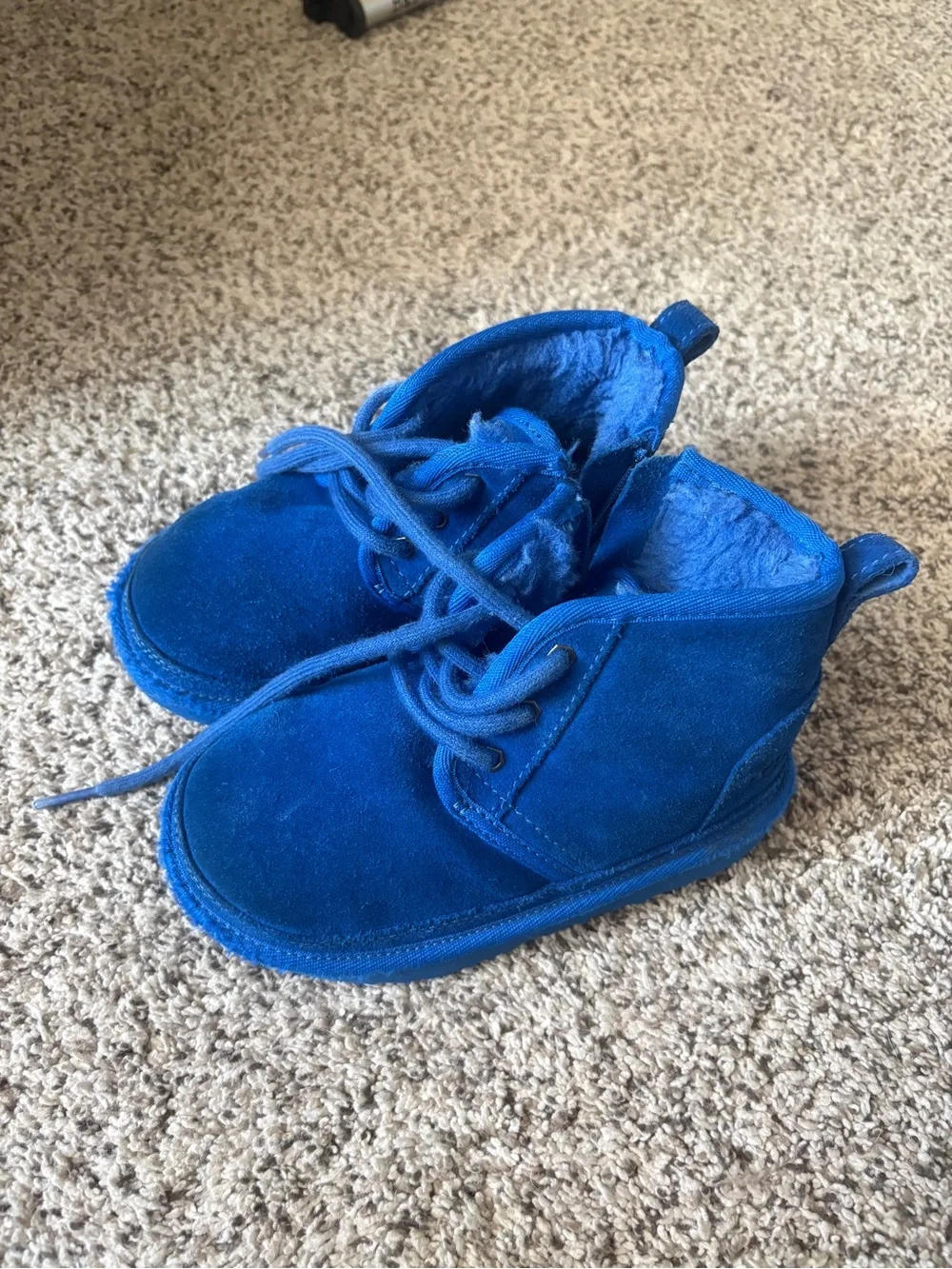Kids UGG Blue Suede Lace-Up Shoes